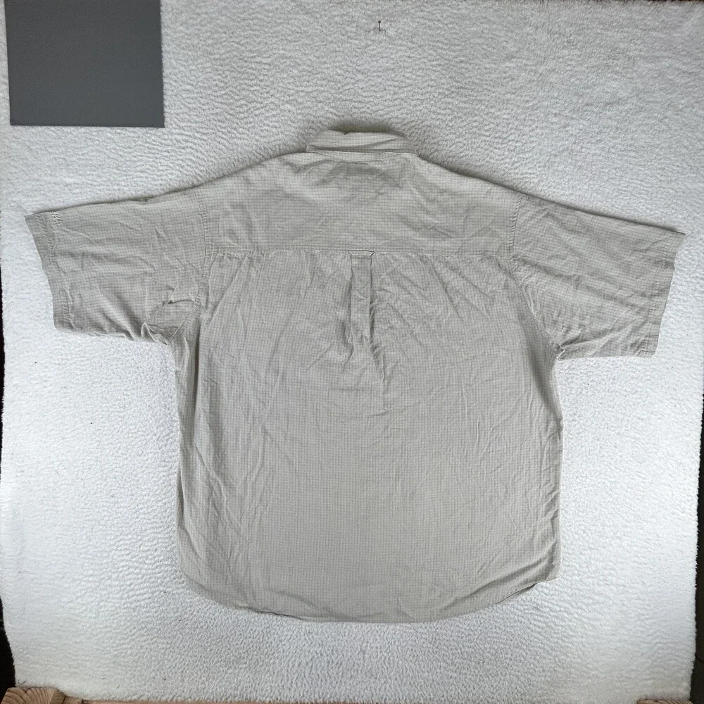 Columbia Shirt Mens 2XL Beige Plaid Short Sleeve Button Up Outdoors Hiking XXL